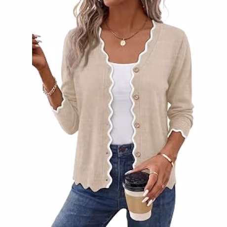 WIHOLL - Suéteres tipo cárdigan para mujer, de manga larga, cuello en V