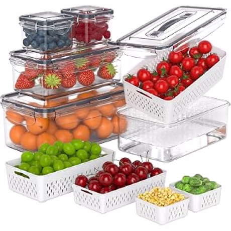 Anysig cinco recipientes para frutas con coladores y tapas