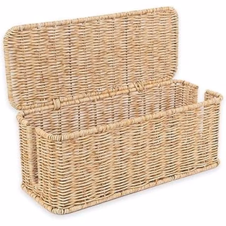 Cantalop, caja de ratán sintético para organizar cables, 13 x 5.1 x 5.1 pulgadas