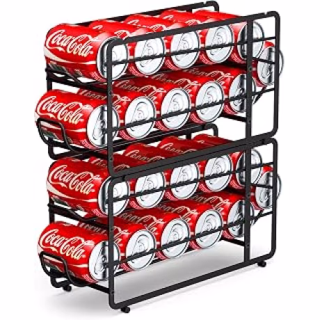 Canyave, dos dispensadores negros apilables para latas de bebidas