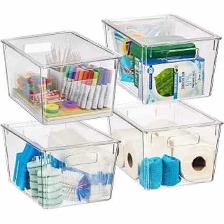 ClearSpace, cuatro contenedores extragrandes con tapas, 12.5 x 9.5 x 7 pulgadas