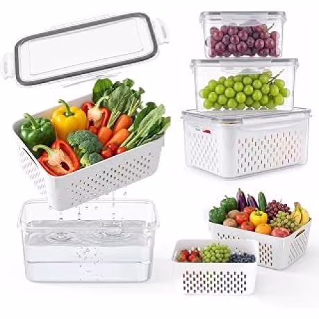 COZEVACLY, cinco recipientes transparentes para frutas con tapa