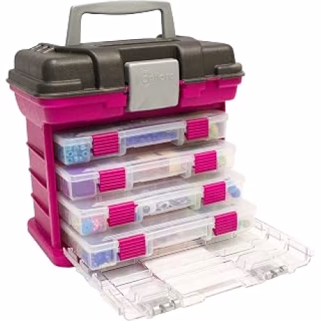 Creative Options Grab’n’Go — Estuche magenta pequeño con cuatro cajas organizadoras