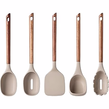 Cuisinart AcaciaFusion, cinco utensilios de silicona con mangos de acacia
