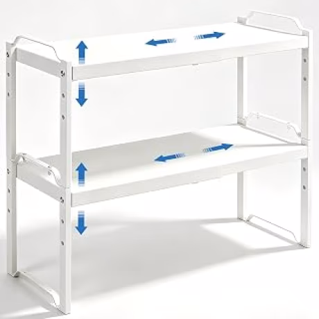 Dos estantes expandibles y apilables para gabinete de cocina