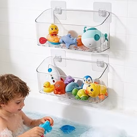 Eunion, dos organizadores transparentes y blancos para juguetes de baño