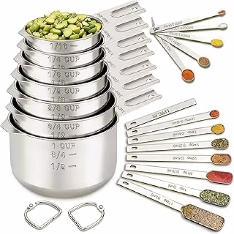 EWFEN, juego de tazas y cucharas medidoras de acero inoxidable con nivelador