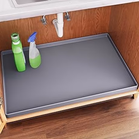 FLATO, alfombrilla impermeable gris oscuro de silicona para bajo fregadero, 31 x 22 pulgadas