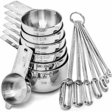 Hudson Essentials, juego de tazas y cucharas medidoras de acero inoxidable 18/8