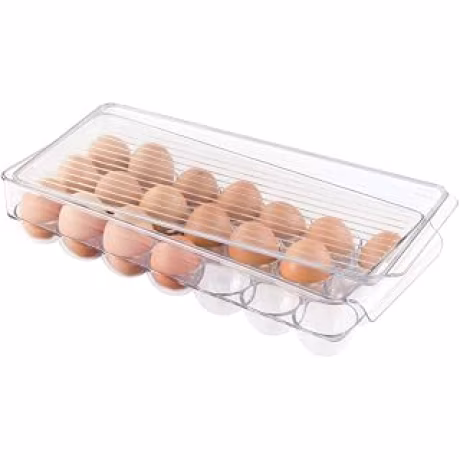 iDesign contenedor transparente con tapa para 21 huevos
