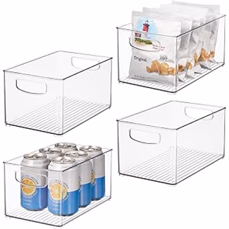 iDesign — Cuatro contenedores transparentes apilables de 10 × 5,9 × 5 pulgadas