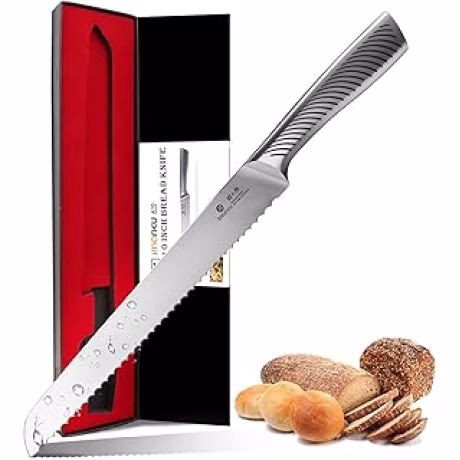 imarku, cuchillo serrado para pan con mango de acero inoxidable