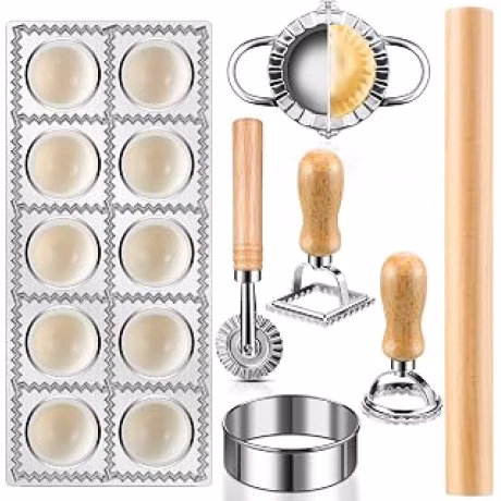 Juego de ocho utensilios para moldear y cortar raviolis