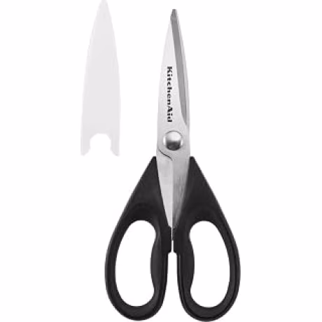 KitchenAid, tijeras de cocina negras de acero inoxidable con funda protectora