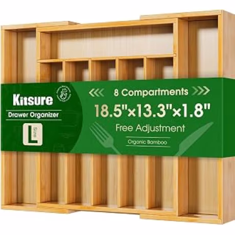 Kitsure, bandeja expandible de bambú para cocina de ocho secciones