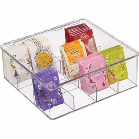 mDesign, caja transparente de cocina con doce compartimentos y tapa