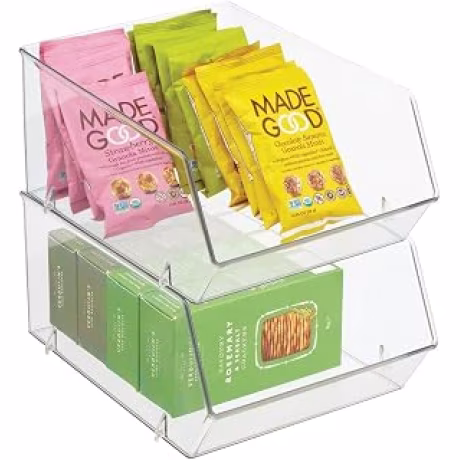 mDesign — Dos contenedores transparentes apilables con frente abierto para cocina