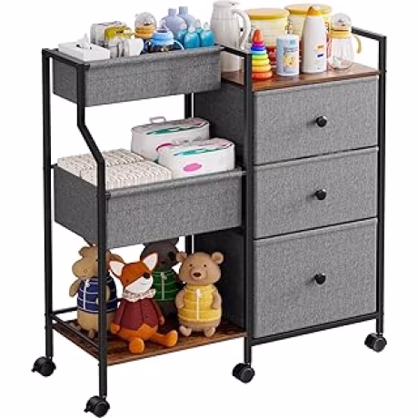 Modanais, carrito organizador gris para pañales con divisores