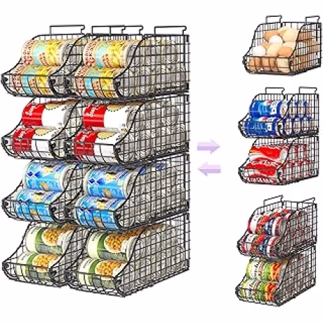 Ocho organizadores metálicos apilables para hasta setenta y dos latas