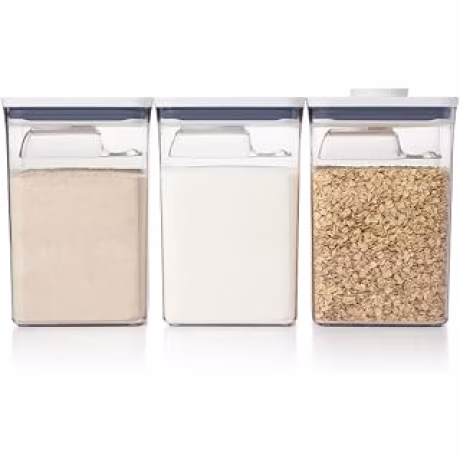 OXO Good Grips POP — Juego de seis piezas de recipientes herméticos y cucharas de media taza