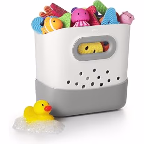 OXO Tot — Contenedor gris ventilado de 7,1 litros para juguetes de baño