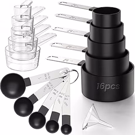 THLHKD, juego de tazas y cucharas medidoras de plástico con embudo
