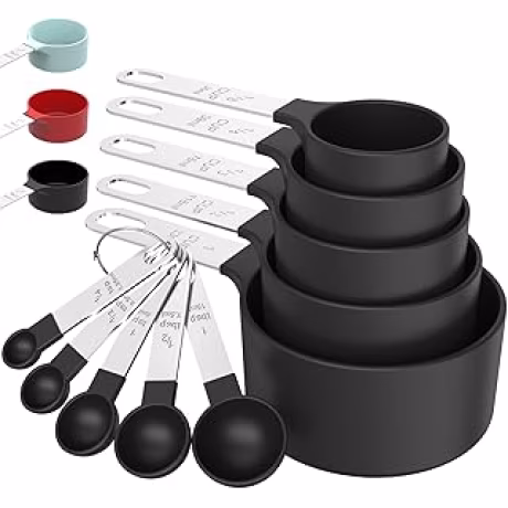 TILUCK, juego de tazas y cucharas medidoras de acero inoxidable y plástico