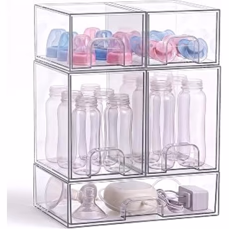 Viddett — Cinco cajones transparentes apilables para biberones