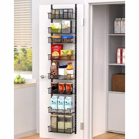 VyGrow — Organizador negro sobre puerta con ocho cestas ajustables, 12,3 pulgadas de ancho
